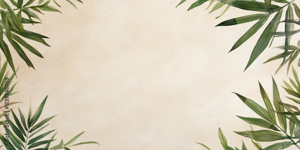 Poster Bamboo carved banner featuring clean shadows and contrasting empty space for creative use