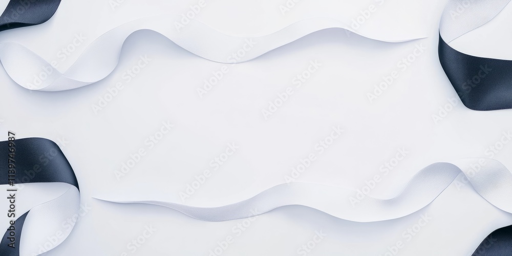 Poster elegant banner design with velvet ribbons and contrasting empty space for creative projects