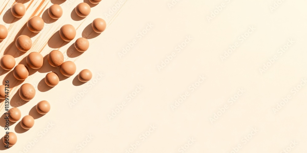 Aufkleber Clay beads create a striking contrast against a clean backdrop highlighting empty space for design or text