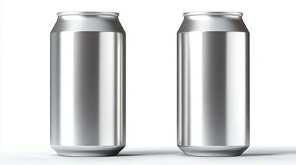 Two blank aluminum cans, perfect for mockups.
