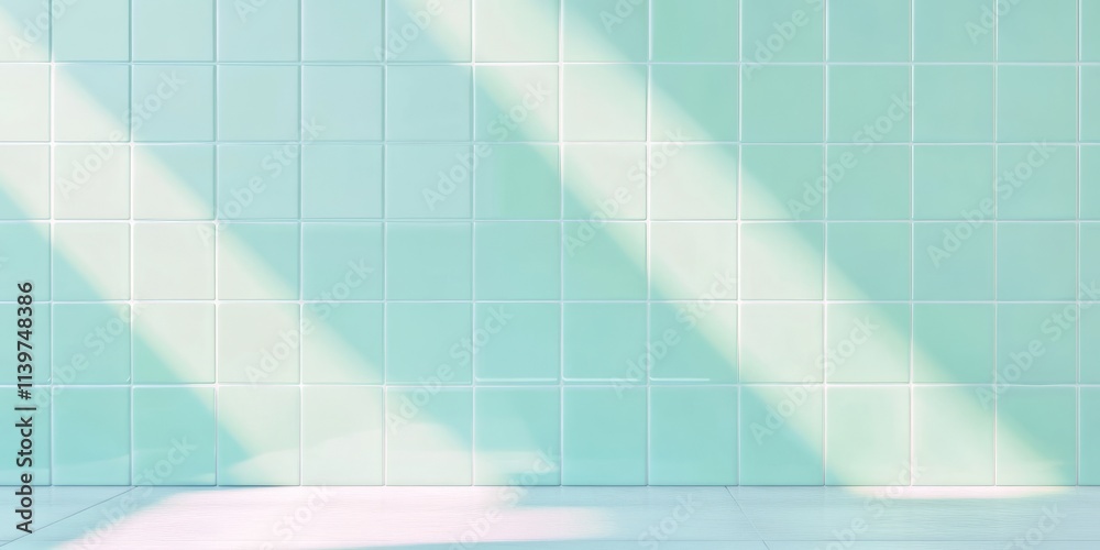 Poster Banner featuring jade tiles with a contrasting empty space for text or design elements in a modern, minimalistic style