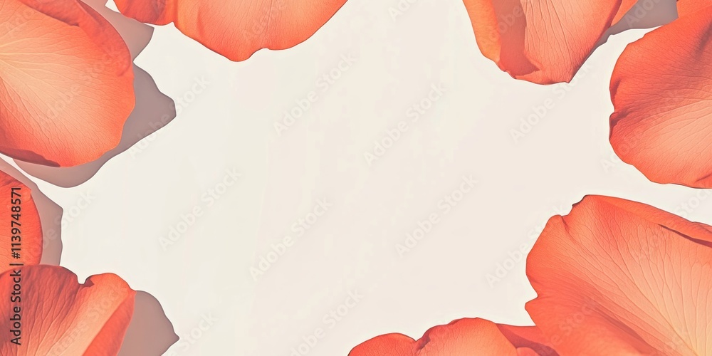 Poster elegant banner design featuring rose petals surrounding a clean, empty space ideal for invitations o