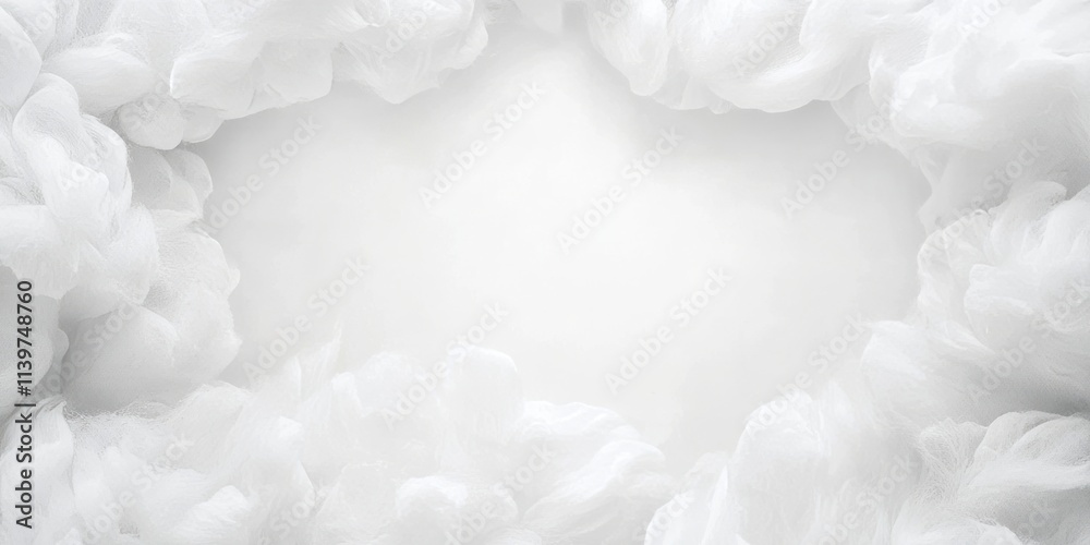Aufkleber Contrast banner featuring empty space surrounded by soft cotton puffs creating a serene and clean visual effect