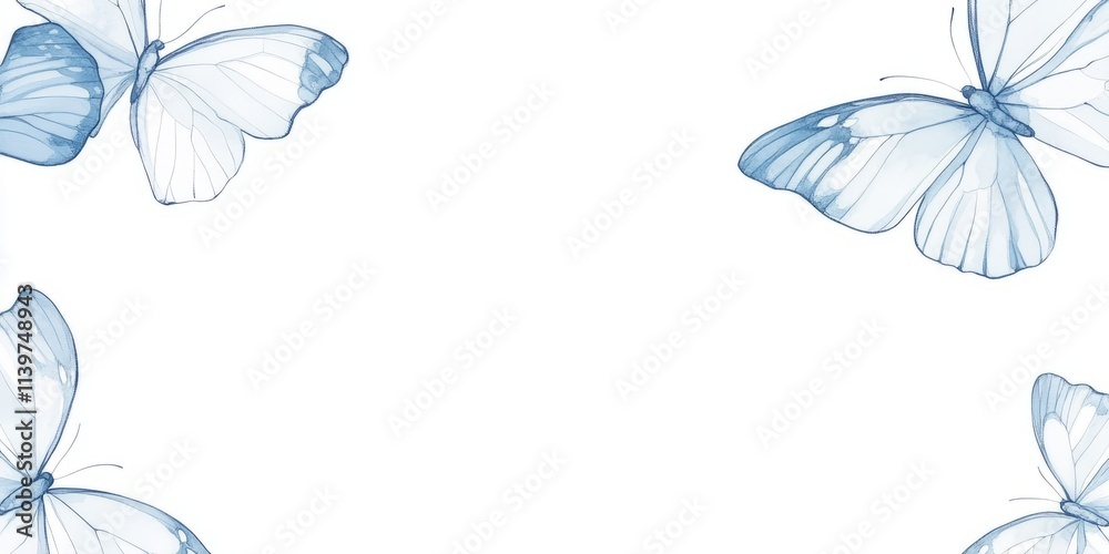 Poster elegant banner with silk butterflies and contrasting empty space for versatile design applications