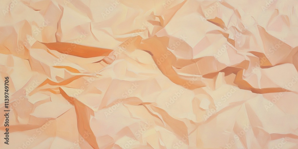 Poster Crumpled biscotti paper texture showcasing soft tones and intricate folds for use in creative projects