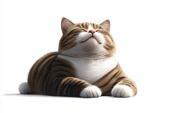 Adorable tabby cat lounging peacefully with eyes closed in a serene setting