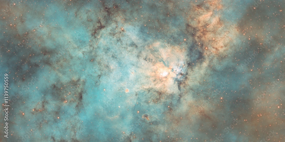 Poster Nebula clouds texture featuring vibrant colors and intricate patterns in deep space environment