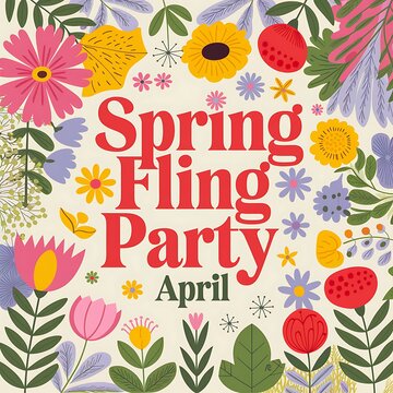 Spring Fling Party Invitation April Floral Design