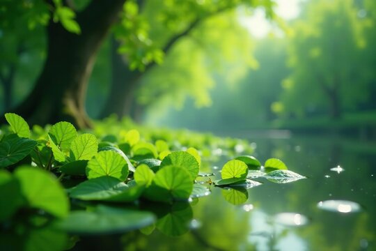 Single parijat drops softly on the verdant green, parijat, green