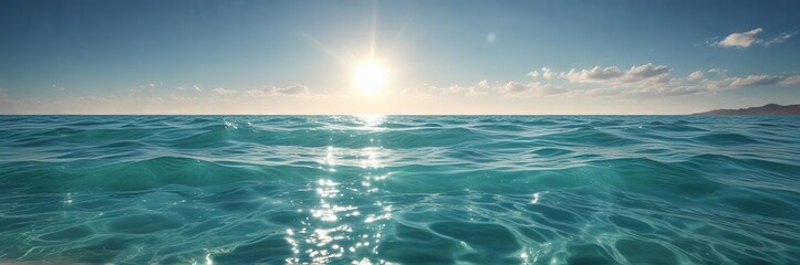 Obraz premium Serene turquoise water surface with delicate ripples forming a mesmerizing dance of light and shadow, water, peaceful