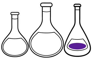 Flasks with Colored Liquid, Isolated Glassware for Science and Chemistry Projects

