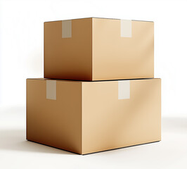 Obraz premium Two cardboard boxes stacked on top of each other