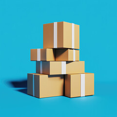 Obraz premium Stack of cardboard boxes with white stripes on them