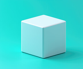 Fototapeta premium White cube is sitting on a blue background