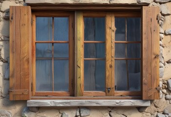 Fototapeta premium weathered wooden window frame with cracks in the background, aged, cracked wood