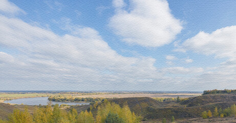 Obraz premium Beautiful landscape with a clear blue sky and a few clouds