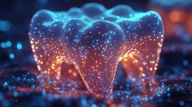 Close up of clean and healthy oral mouth in futuristics concept for World Oral Health Day video footage.