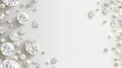 Diamonds and Pearls on White Background