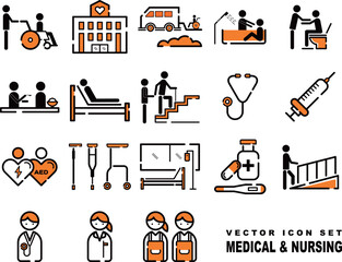 介護と医療のベクターアイコンセット