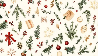 A seamless christmas banner on a white background