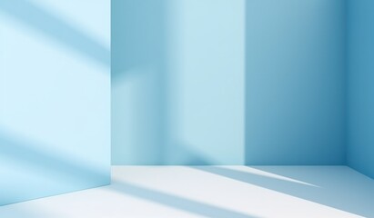 Fototapeta premium minimalistic blue interior with soft shadows creating depth and tranquility.