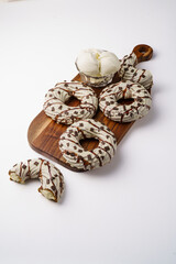 donuts on isolated background, white background. Donuts with different flavor 