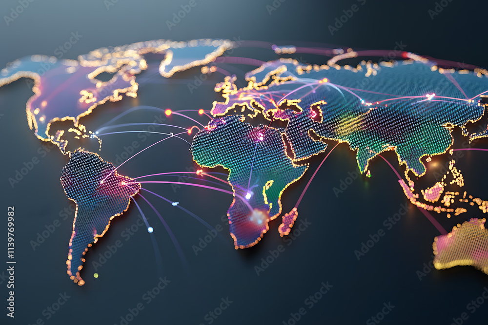 Poster global connectivity visualization world map infographic digital environment abstract viewpoint data 