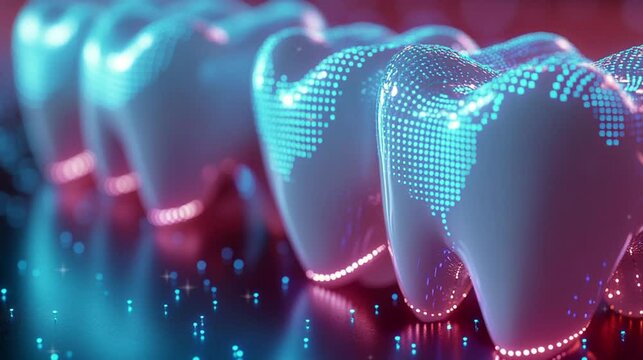 Close up of clean and healthy oral mouth in futuristics concept for World Oral Health Day video footage.