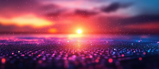 Obraz premium Sunset Sparkle: A Vibrant Celestial Landscape