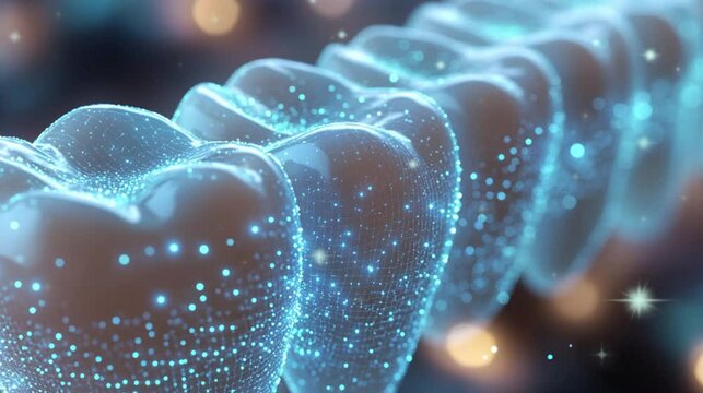 Close up of clean and healthy oral mouth in futuristics concept for World Oral Health Day video footage.