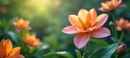 Soft petals unfurl in pale purple hue on thin stems amidst lush greenery, orange blossom, floral arrangement