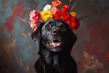 Obraz premium A 6-year-old Labrador Retriever named Bak, photographed in Belgrade, Serbia, celebrating his birthday.