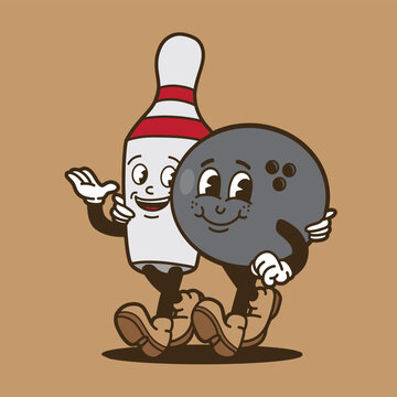 Naklejki mascot bowling with color good for club mascot, brand mascot, print design, element design, poster, etc