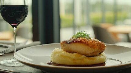 Elegant Dinner Plate with Grilled Chicken and Mashed Potatoes