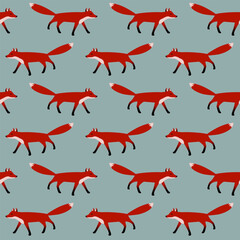 Seamless pattern with red foxes.