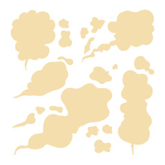 Set of smoke and steam in cartoon style. Air, steam icons. Vector illustrations
