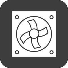 cooling fan computer icon in black square