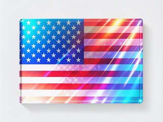 Obraz premium Sleek American flag artwork featuring holographic elements, designed for contemporary digital aesthetics, perfect for modern applications with a clean and minimalistic style.