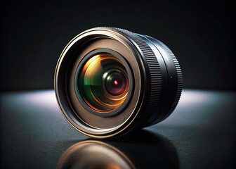 Sleek camera lens design on a dark canvas, highlighting minimalist photography features. A perfect visual treat for photography enthusiasts and creative minds seeking inspiration.