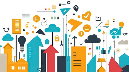 Fototapeta premium Colorful Vector Illustration of Growth and Progress Symbols