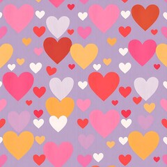 Colorful Hearts Pattern: A vibrant and playful seamless pattern featuring an array of colorful hearts, perfect for adding a touch of love and whimsy to any design project.