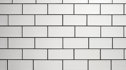 White rectangular ceramic tiles with black grout, seamless modern wall or floor texture, continuous pattern