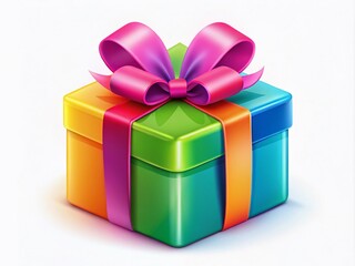 Obraz premium Sleek modern vector icon gift clipart designed for product photography, perfect for enhancing creative projects and marketing strategies, all on a crisp white background.