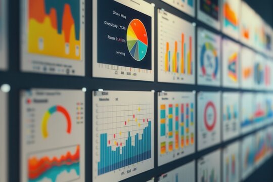 A collection of graphs and analytics data visualizing social media activity over time, presenting key insights and trends. Generative AI