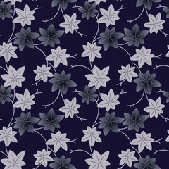 Japanese Leaf Branch Vector Seamless Pattern