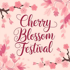 Naklejka premium Cherry Blossom Festival Announcement Featuring Delicate Pink Flowers