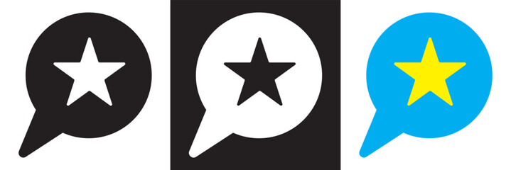 Review, comment, star vector icon. Perfect for web and app interfaces, presentations, infographics, etc.  Vector illustration. isolated on white and black background. EPS 10