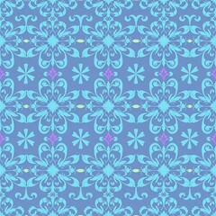 Frozen Floral Pattern: A beautiful and intricate pattern of delicate flowers and swirls in shades of blue, pink, and yellow, perfect for creating a whimsical and elegant design.  