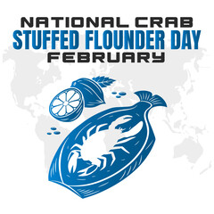 NATIONAL CRAB STUFFED FLOUNDER DAY social media post Vector Illustration on february