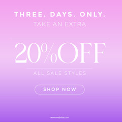 Sale banner 20% off,  Social media sale banner collection, Vector illustration for social media banners, poster, flyer and newsletter designs, Gradient sale banner